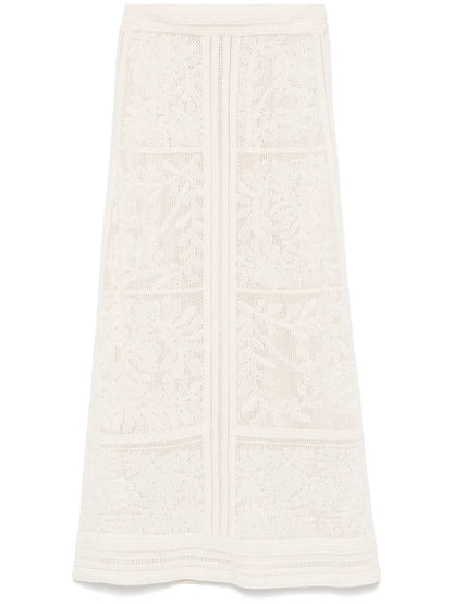 Pointelle-Knit Midi Skirt