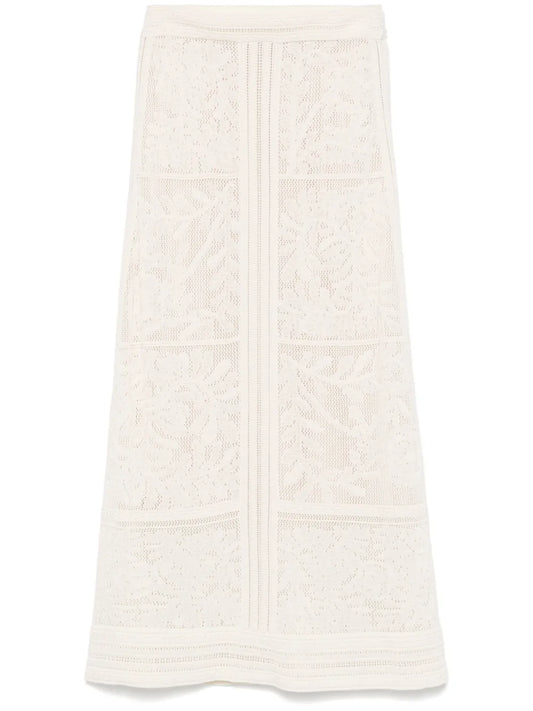 Pointelle-Knit Midi Skirt