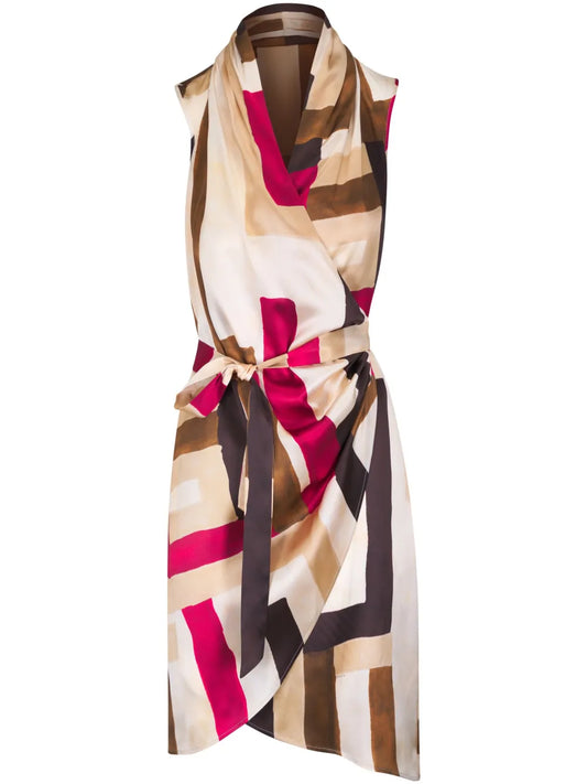 Geometric-Print Silk Dress