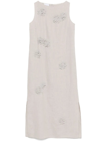 Floral-Appliqué Maxi Dress