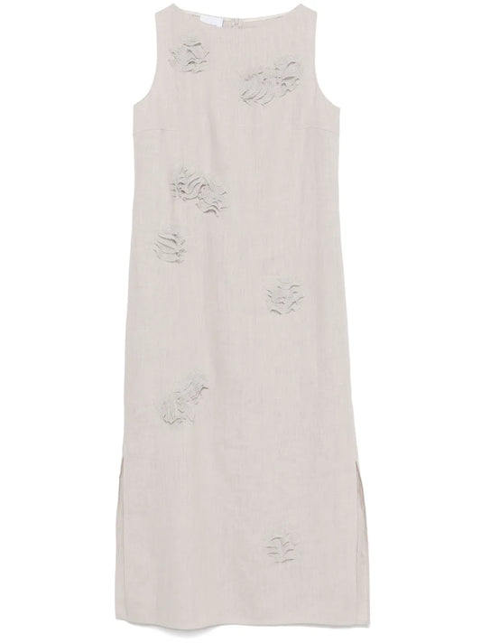 Floral-Appliqué Maxi Dress