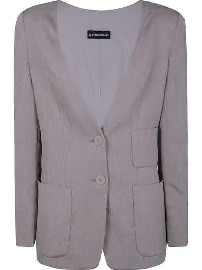 Ribbed Single-Breasted Blazer