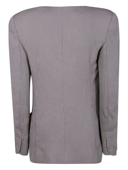 Ribbed Single-Breasted Blazer