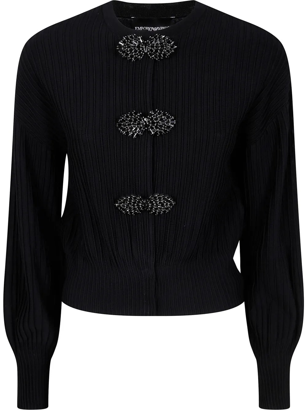 Jewel-Detail Textured Cardigan