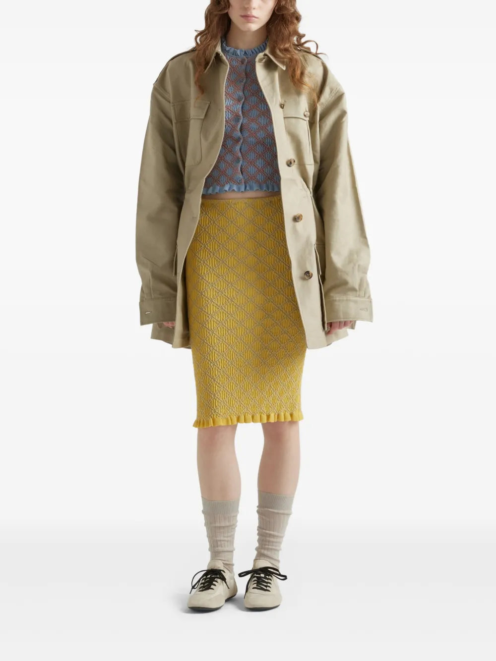 Patterned-Jacquard Cardigan