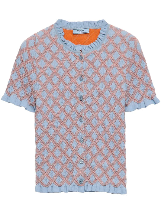 Patterned-Jacquard Cardigan