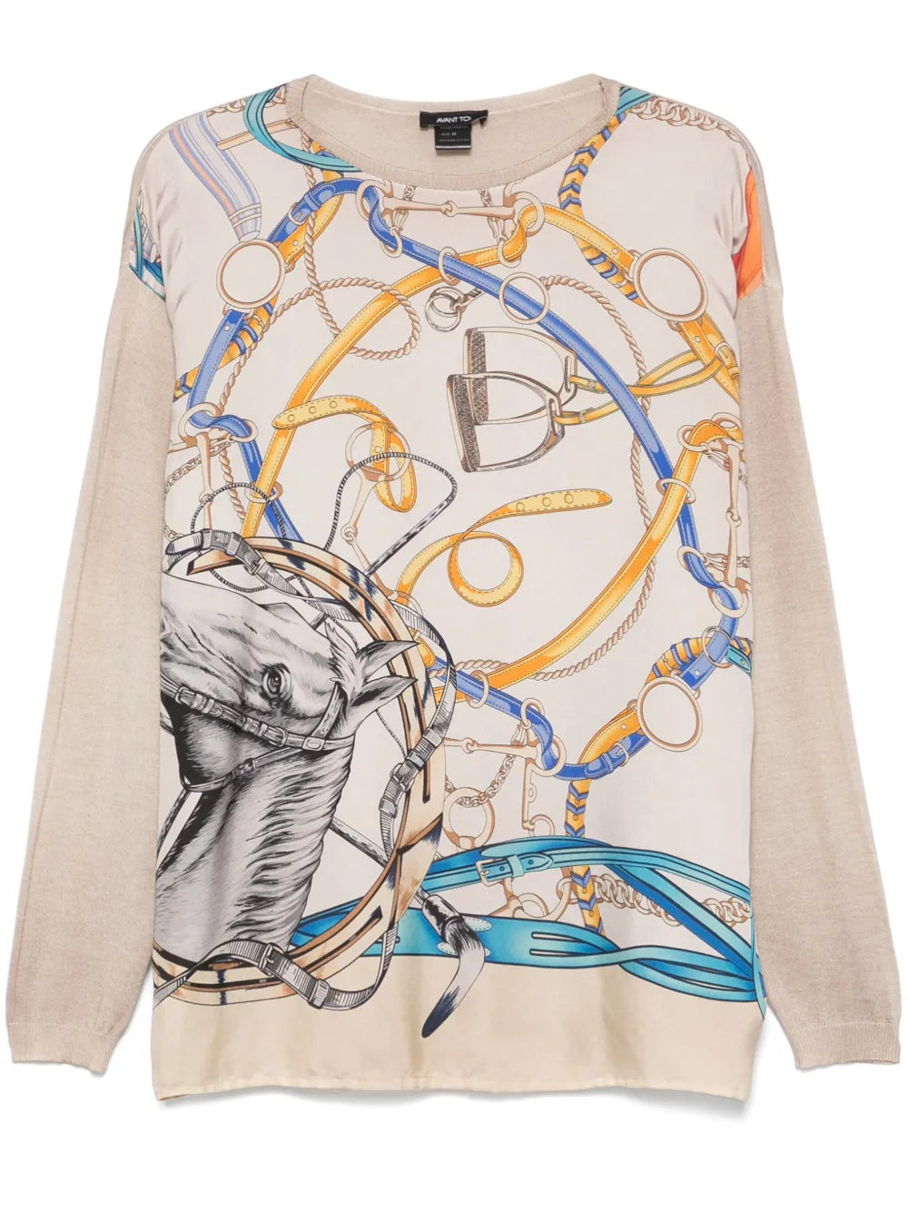 Graphic-Print Knitted Top
