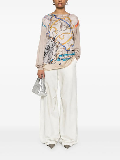 Graphic-Print Knitted Top