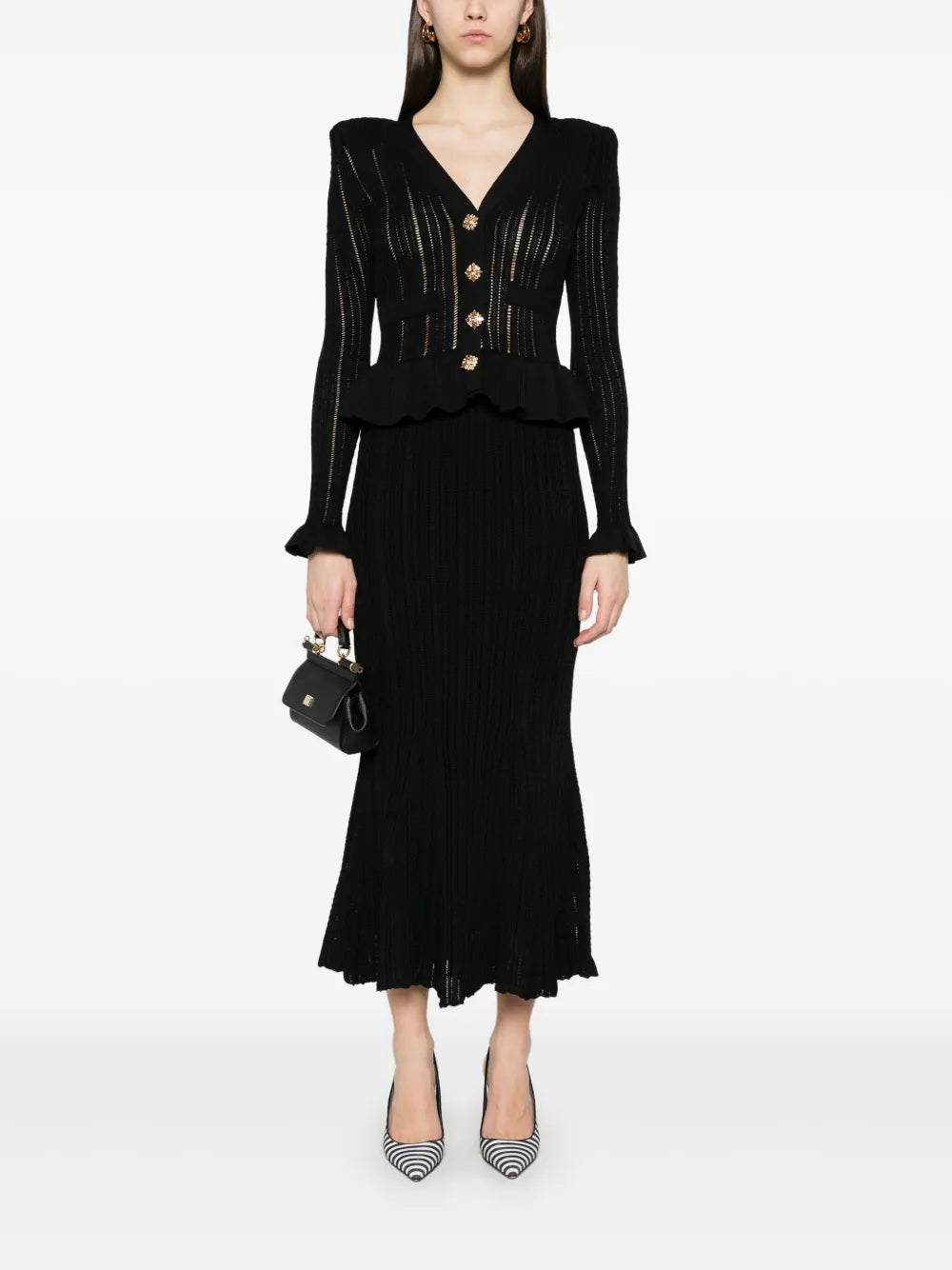 Knitted Peplum Maxi Dress