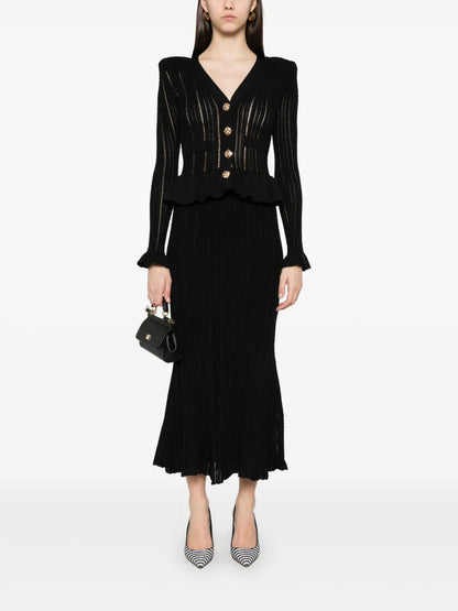 Knitted Peplum Maxi Dress