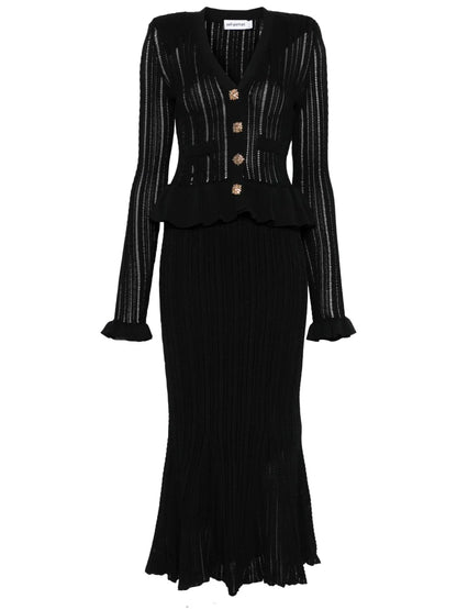 Knitted Peplum Maxi Dress