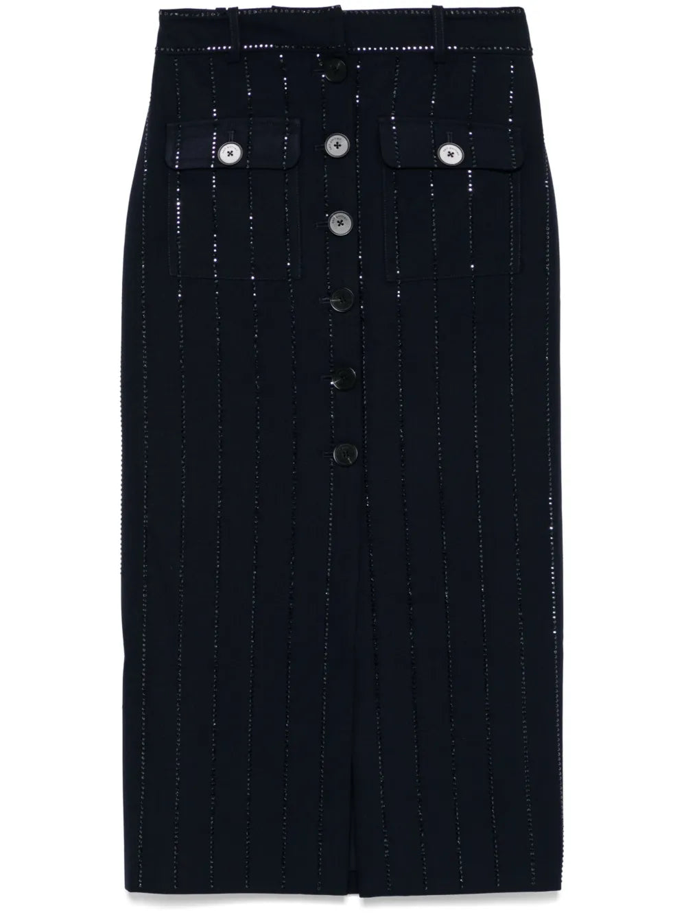 Rhinestone-Embellished Midi Skirt