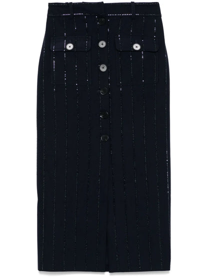 Rhinestone-Embellished Midi Skirt