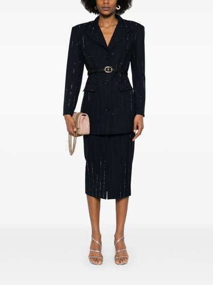 Rhinestone-Embellished Midi Skirt