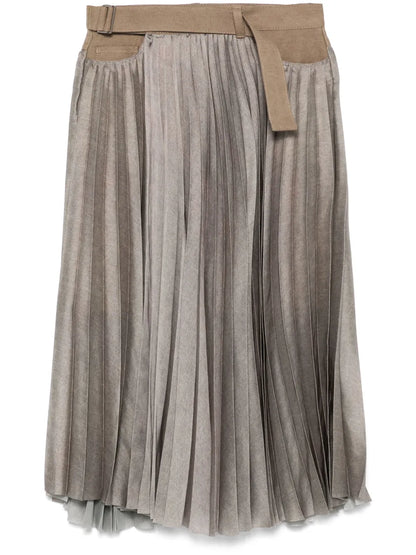 Denim-Panels Midi Skirt