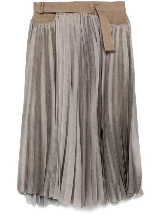 Denim-Panels Midi Skirt
