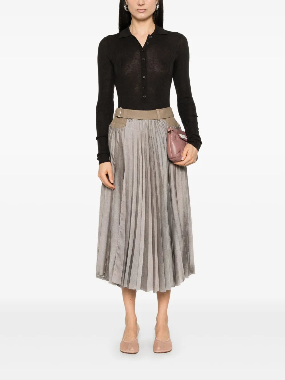 Denim-Panels Midi Skirt