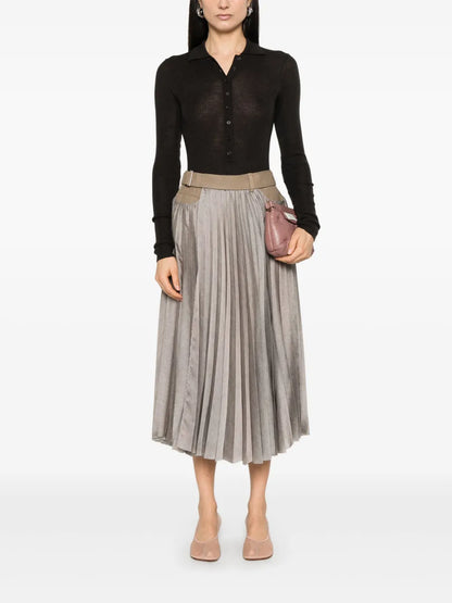 Denim-Panels Midi Skirt
