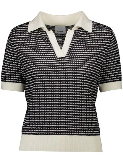 Intarsia-Knit Polo Top