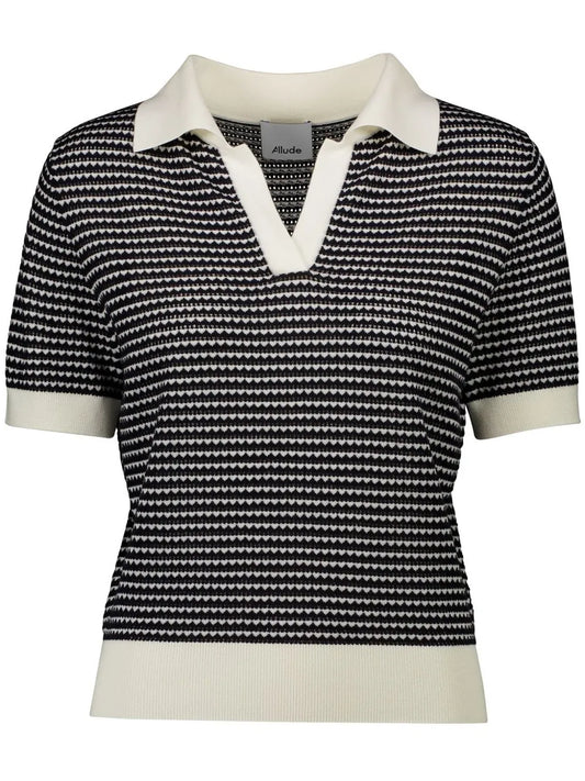 Intarsia-Knit Polo Top