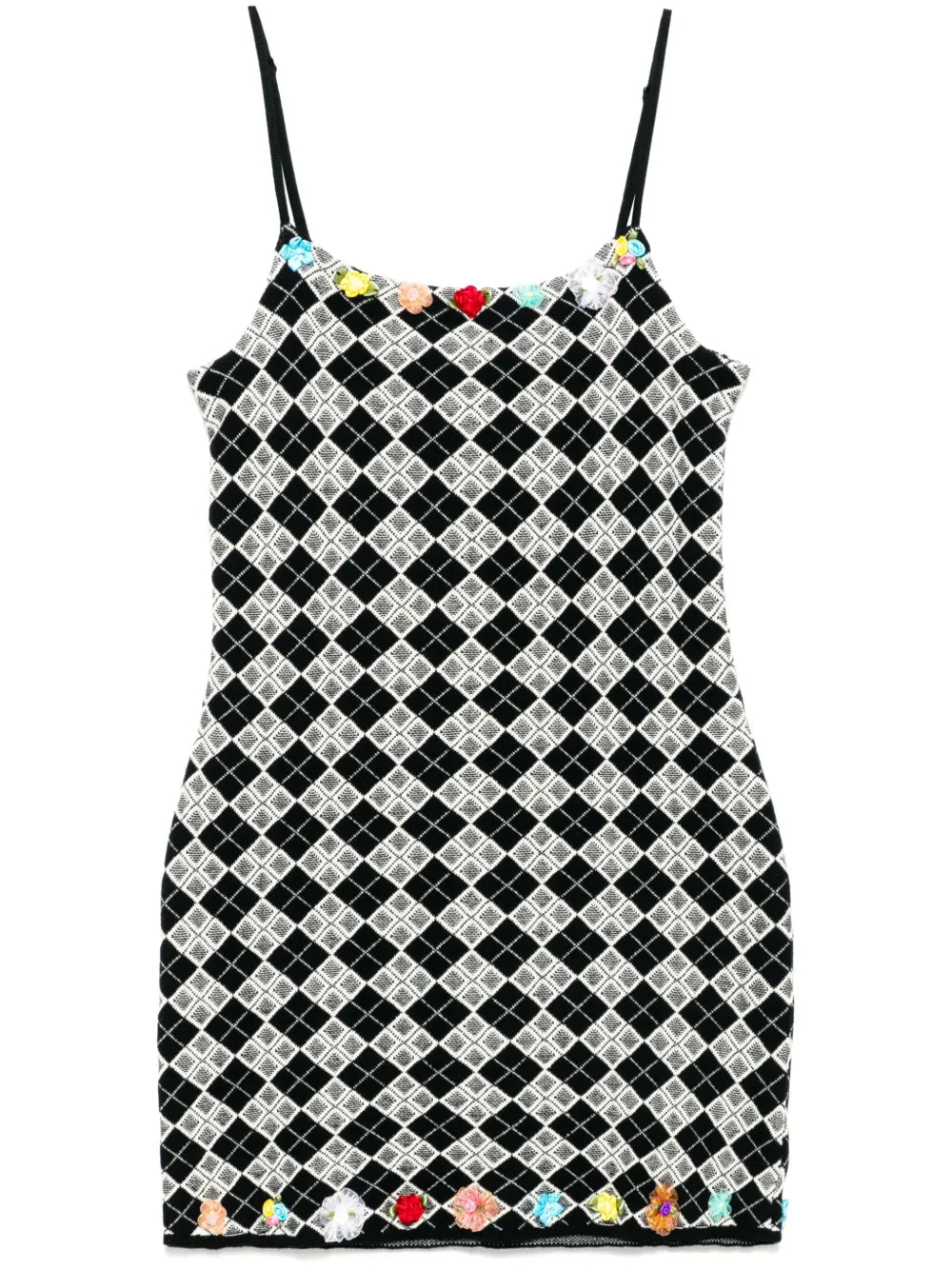 Argyle Ribbon-Flowers Dress