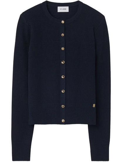 Fine-Ribbed Cardigan