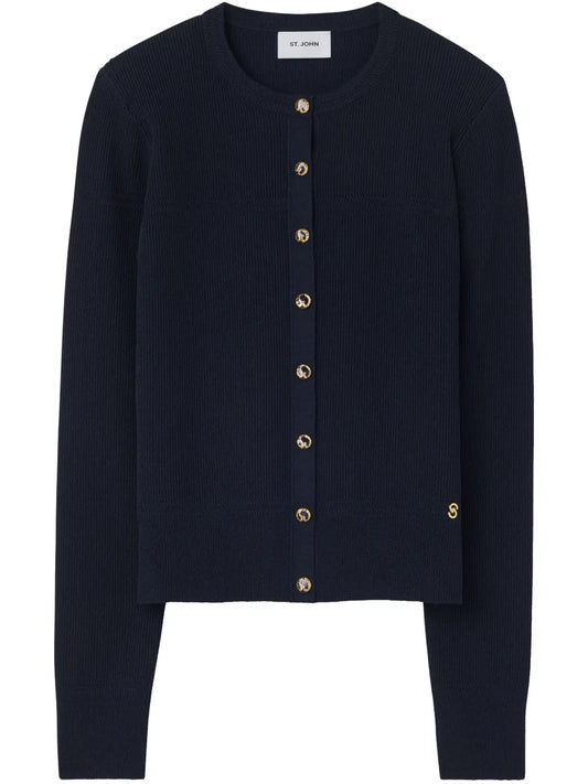 Fine-Ribbed Cardigan