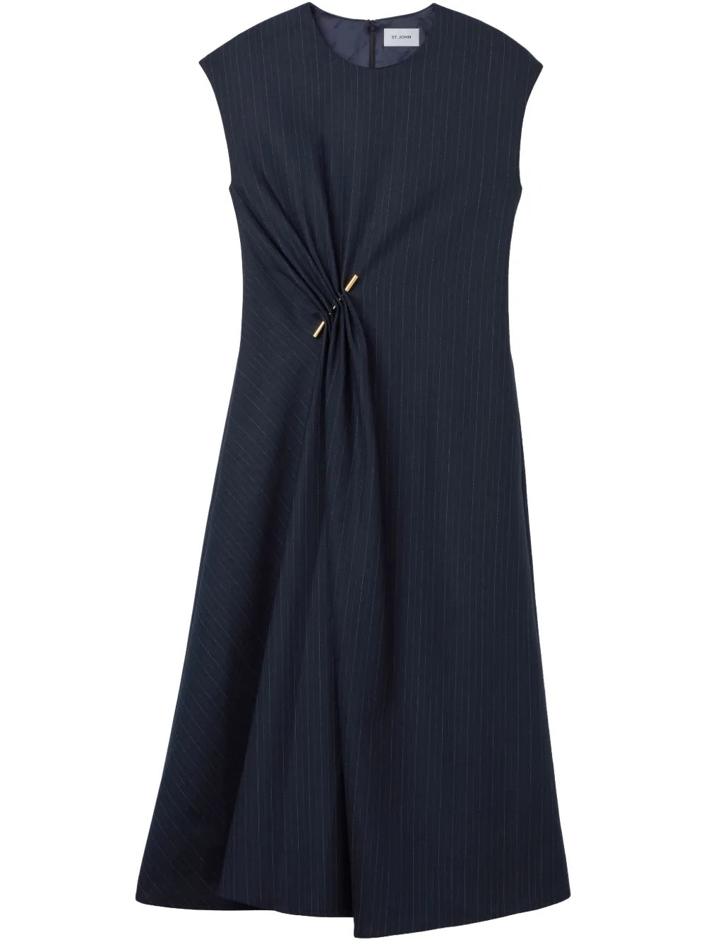 Gathered-Detail Midi Dress