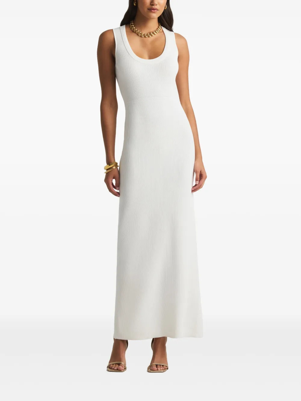 Scoop-Neck Fine-Ribbed Maxi Dress