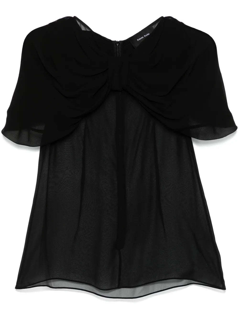 Bow-Detail Sheer Blouse