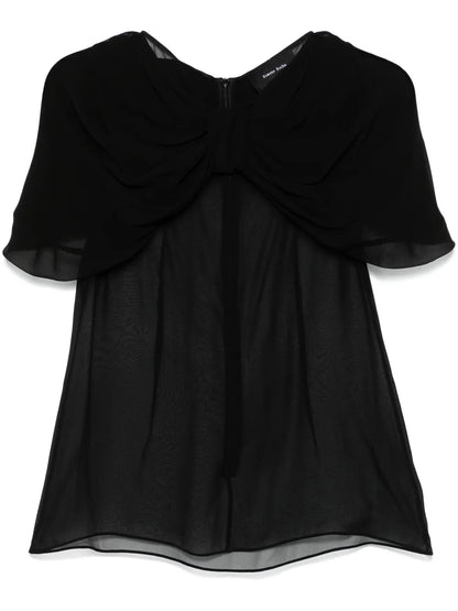 Bow-Detail Sheer Blouse