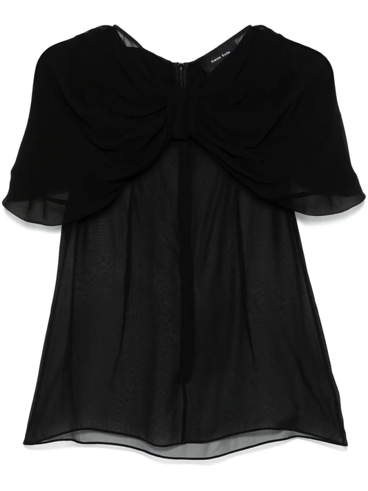 Bow-Detail Sheer Blouse