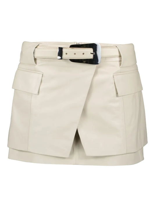 Belted Leather Mini Skirt