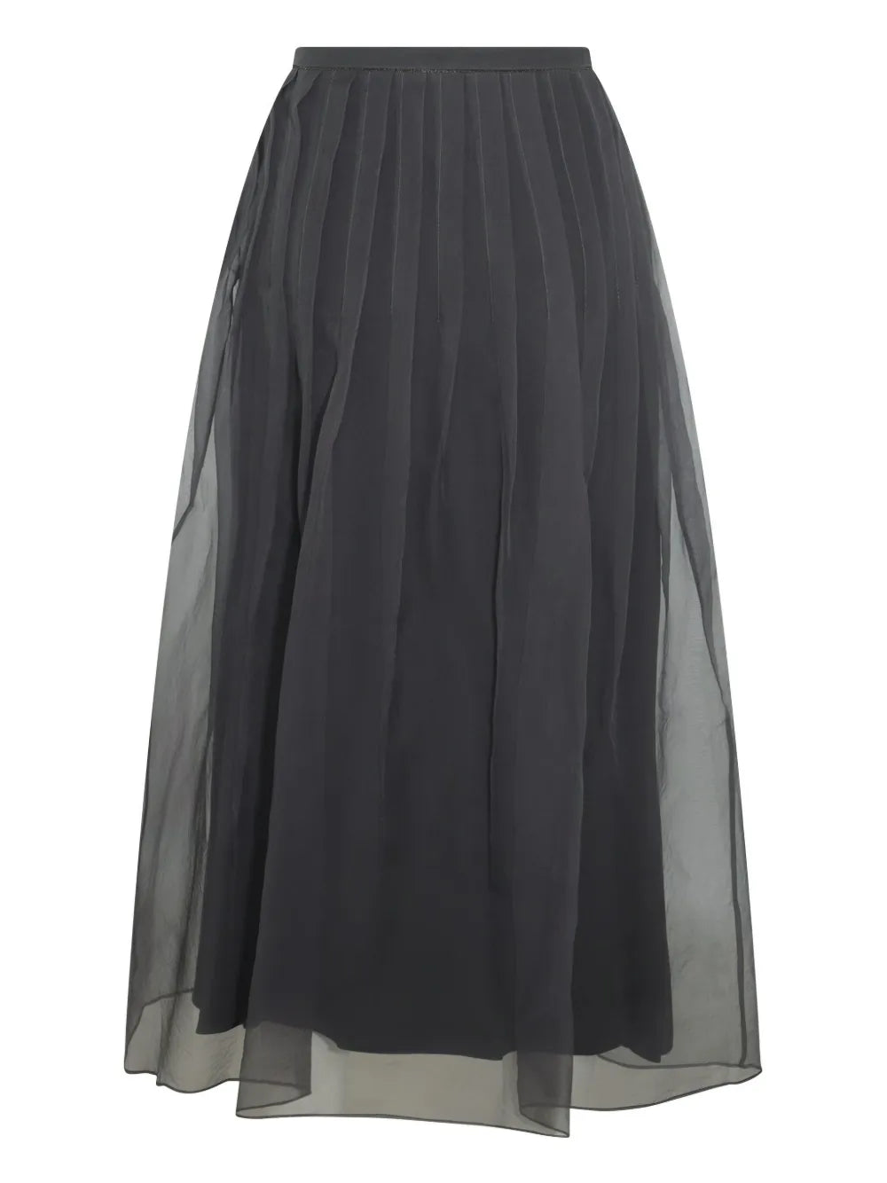 Tulle-Panel Midi Skirt