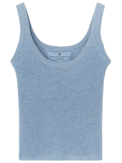 Pearl-Stitch Cashmere Tank Top