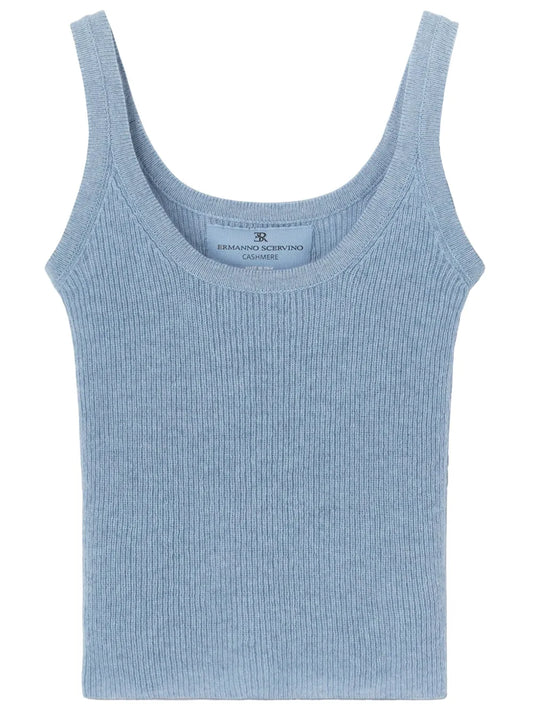 Pearl-Stitch Cashmere Tank Top