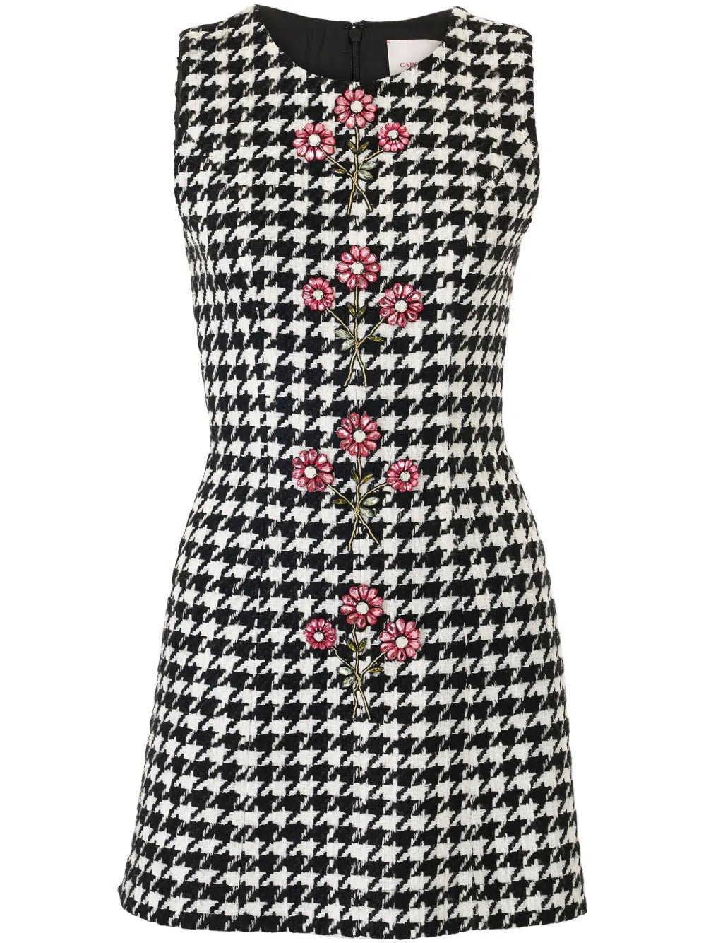 Houndstooth-Pattern Mini Dress
