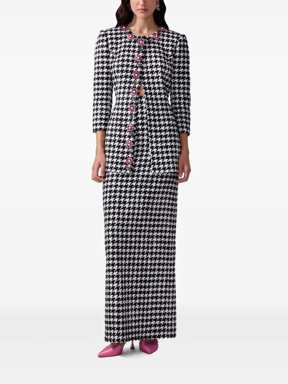 Embroidered Houndstooth Jacket