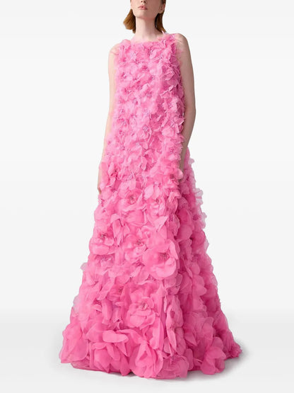 Floral-Appliqué Gown