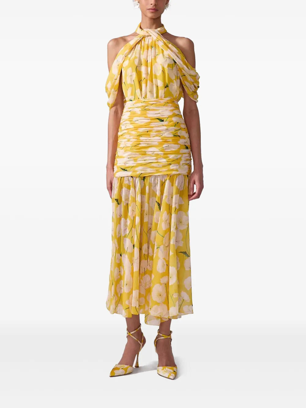 Floral-Print Chiffon Midi Skirt