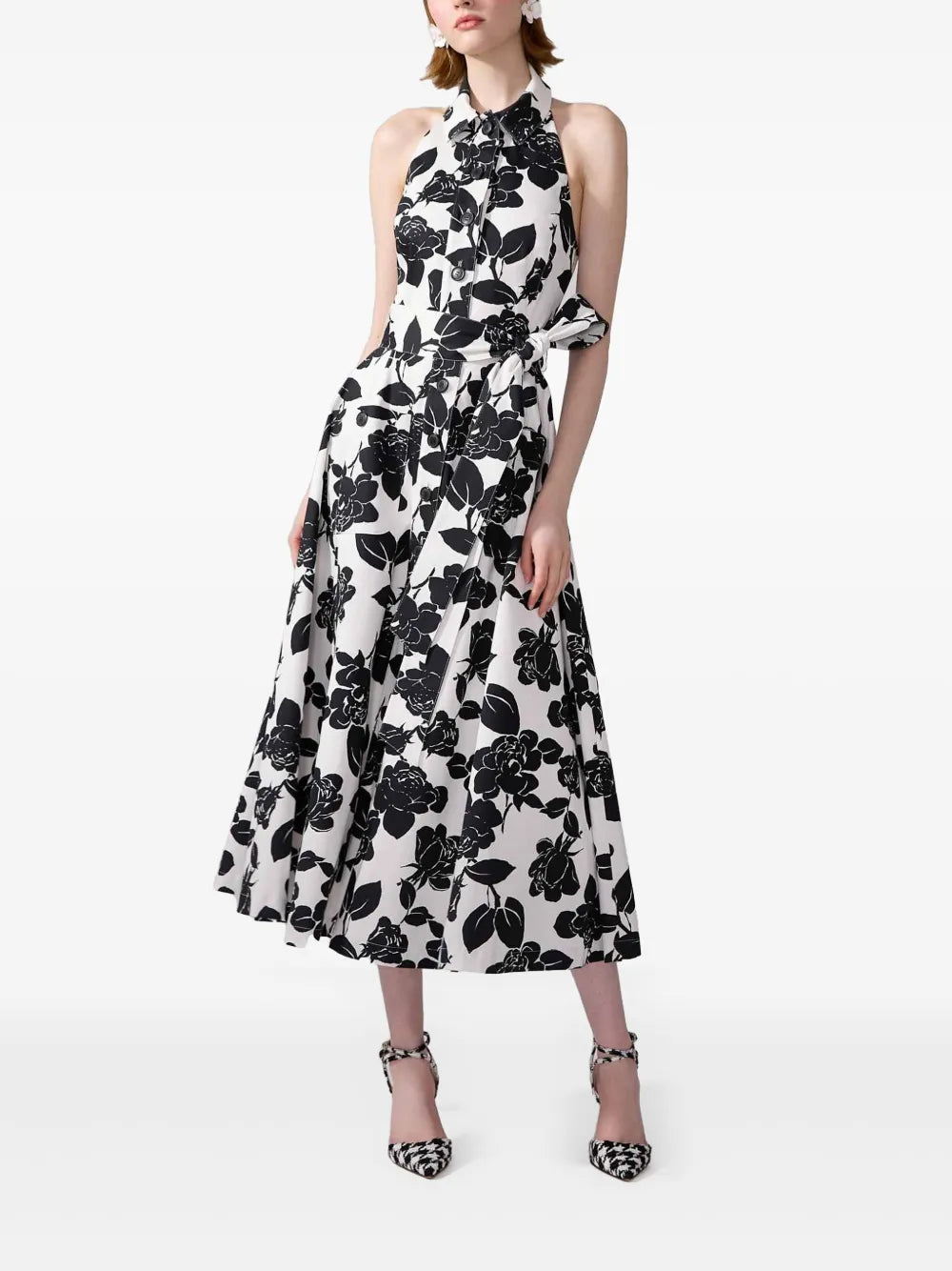 Floral-Print Halterneck Midi Dress
