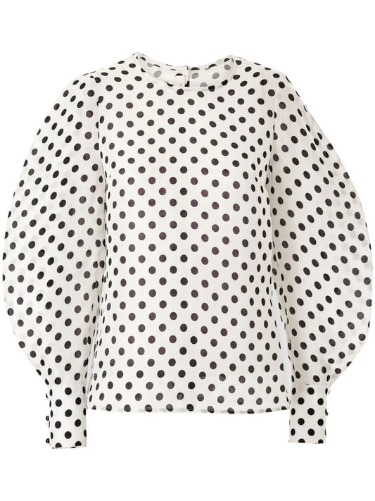 Polka-Dot Silk Blouse