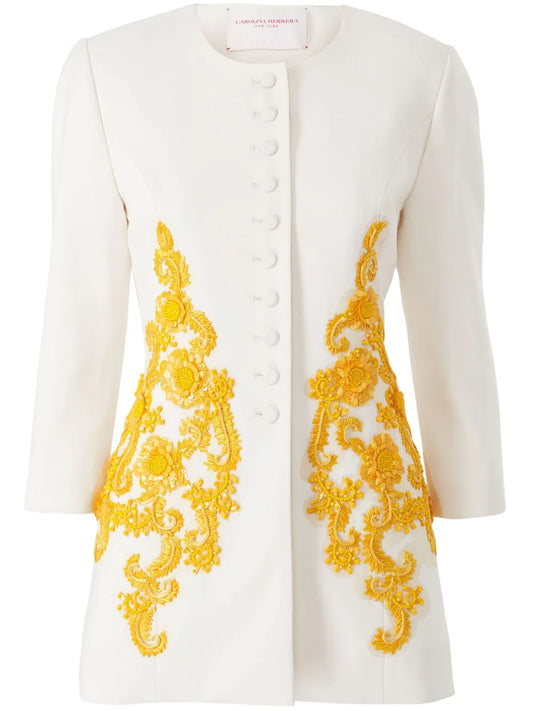 Embroidered Collarless Jacket