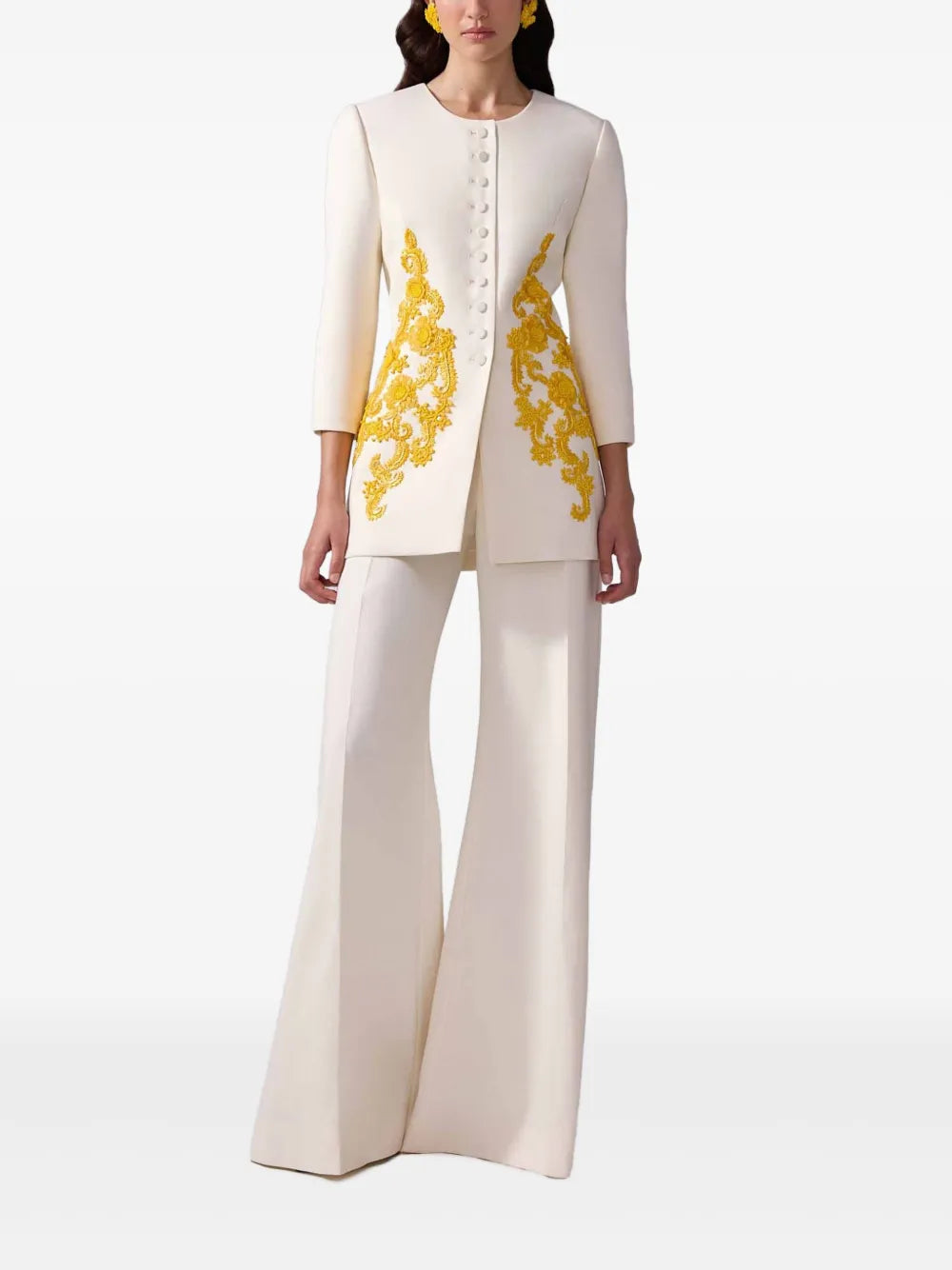 Embroidered Collarless Jacket