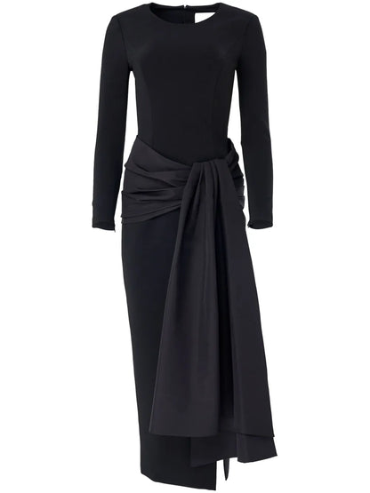 Brooch-Detail Midi Dress