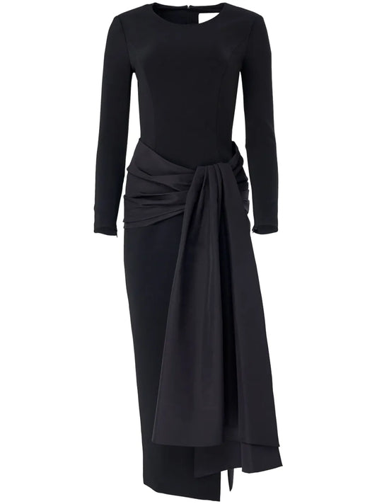 Brooch-Detail Midi Dress