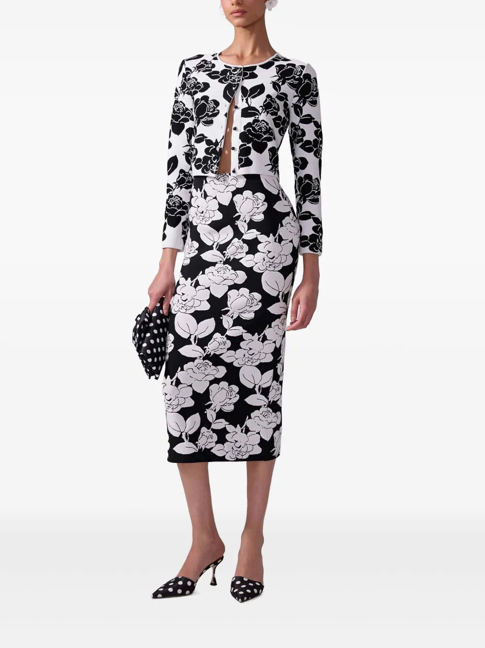 Floral-Jacquard Cardigan