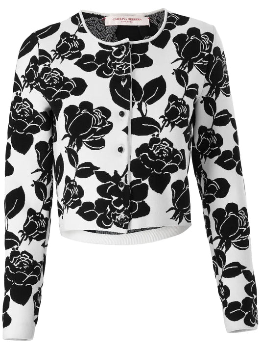 Floral-Jacquard Cardigan