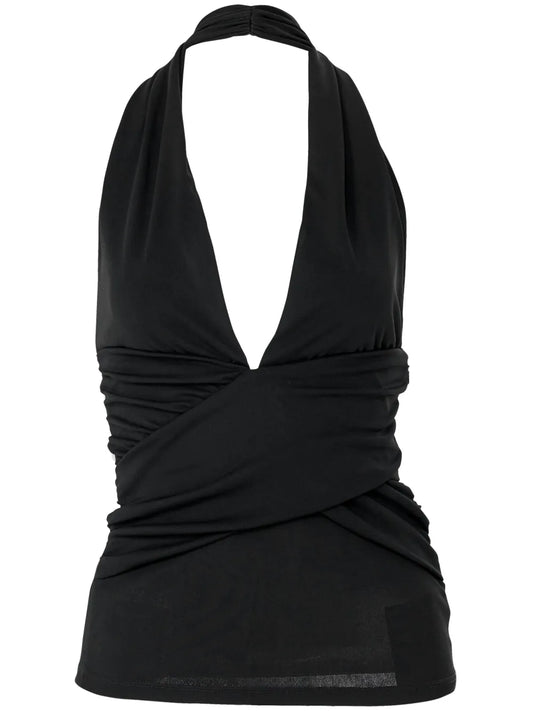 Gathered-Detail Halterneck Top