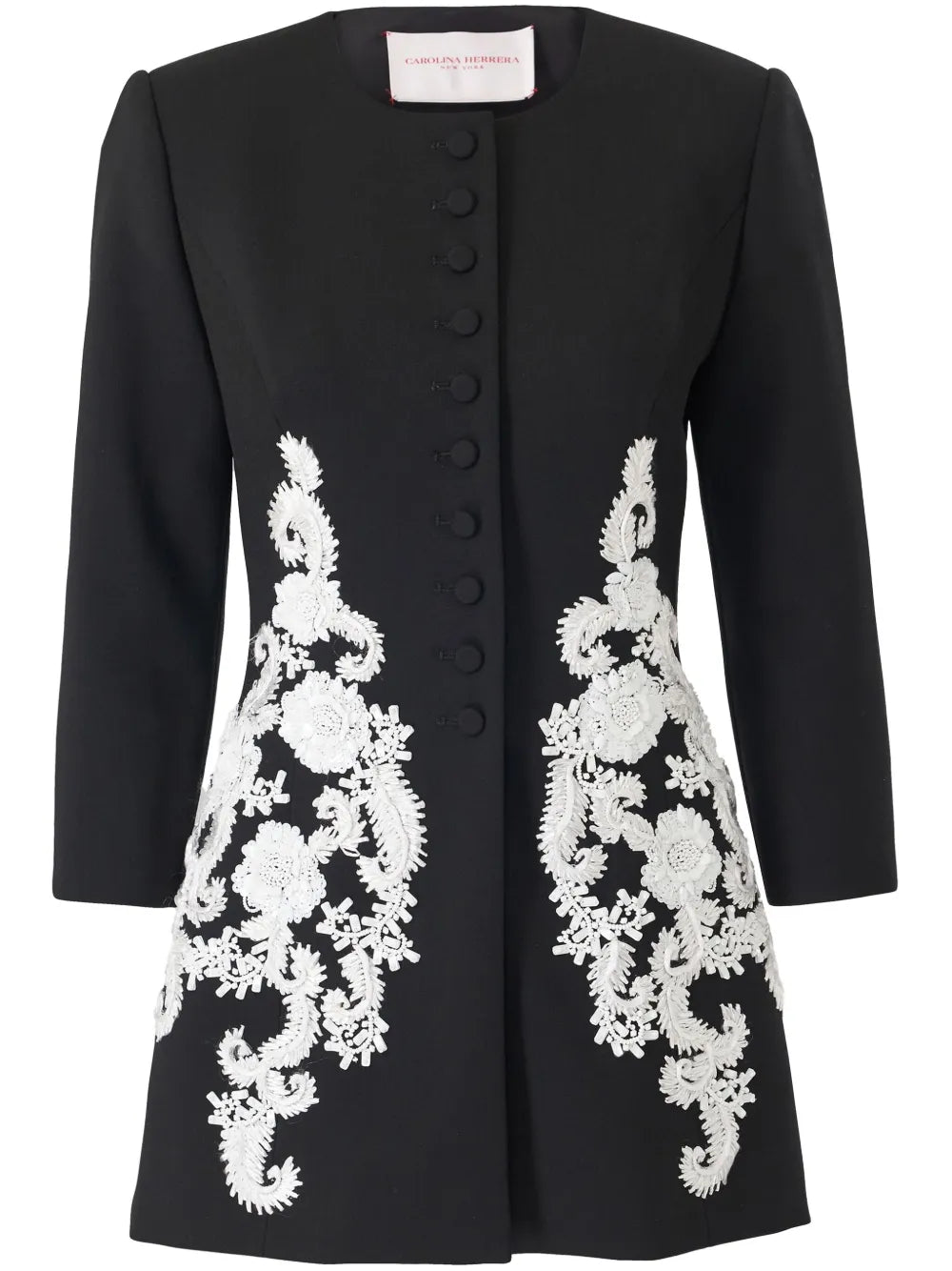 Embroidered Collarless Jacket